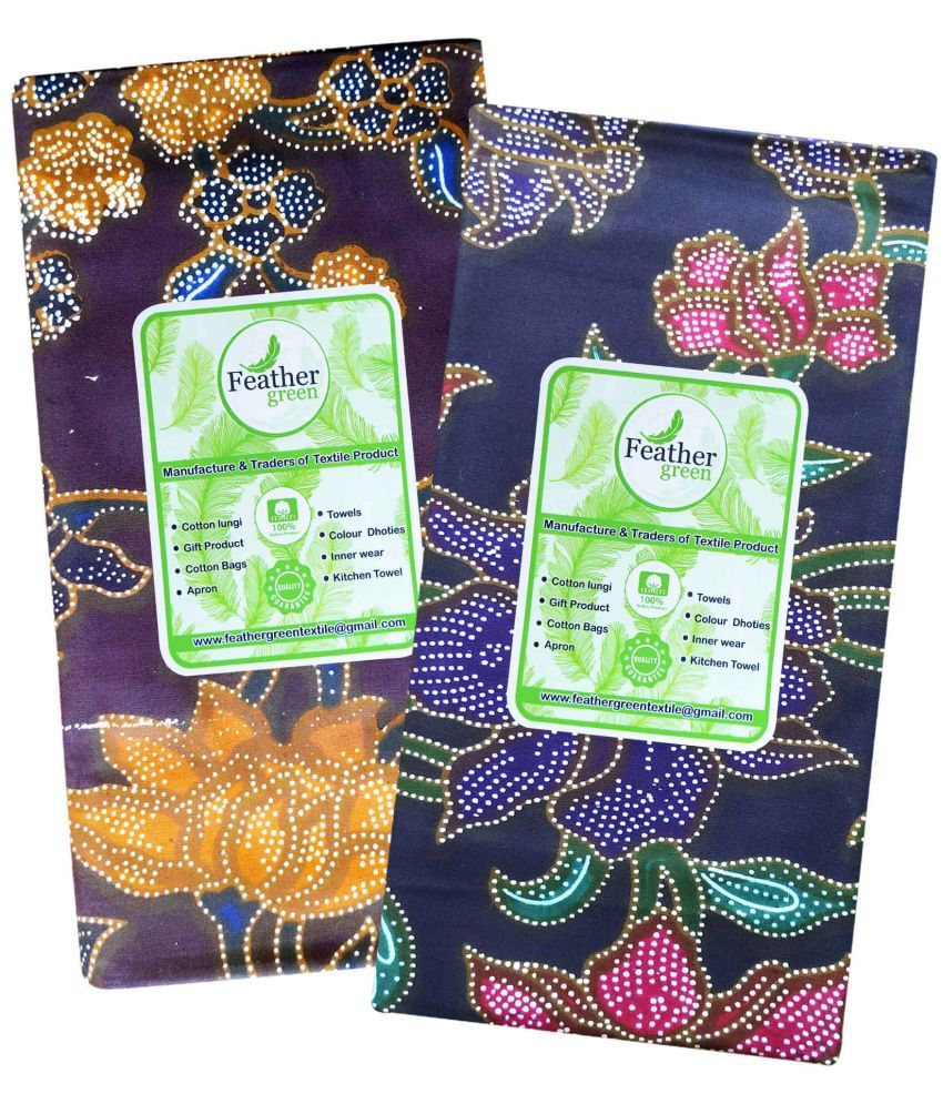     			Feather Green Cotton Men's Dhoti Multicolor ( Pack of 2 )