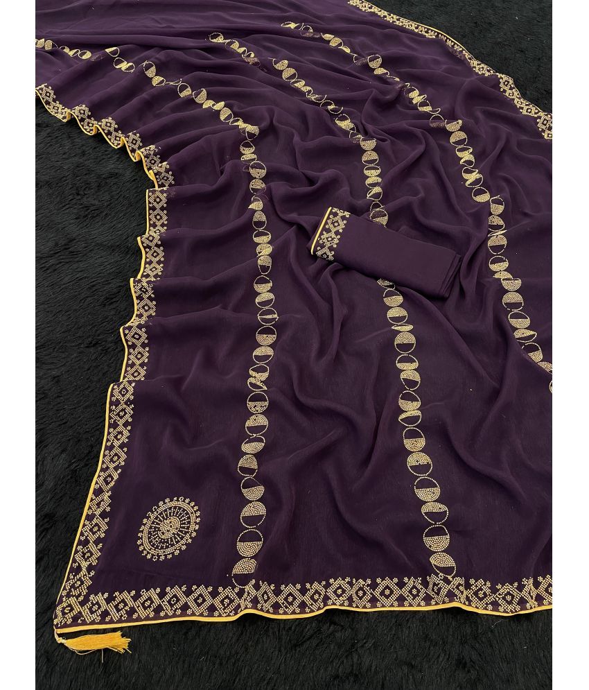     			Gullak Crepe Woven Saree With Blouse Piece ( Wine , Pack of 1 )