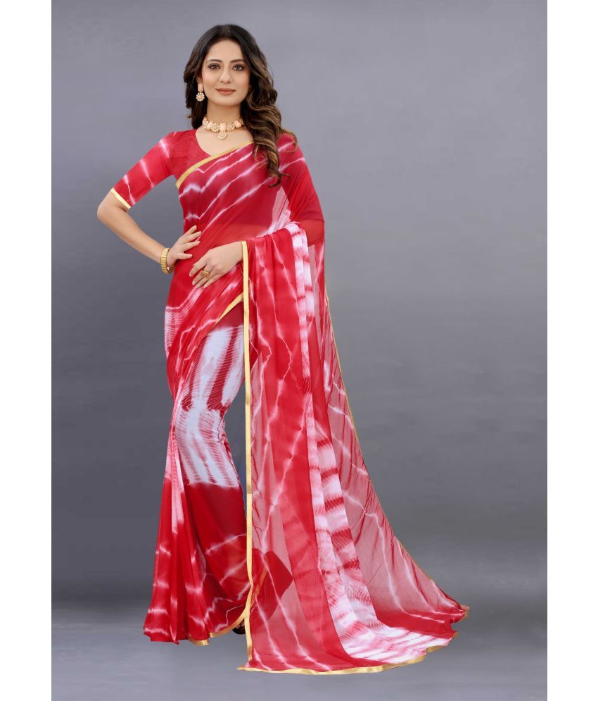     			KV Fashion Chiffon Printed Saree With Blouse Piece ( Red , Pack of 1 )