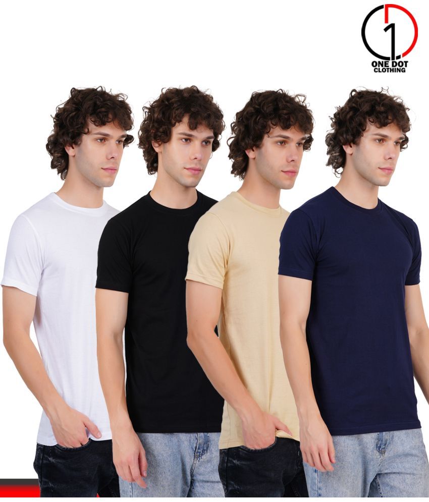     			Onedot clothing 100% Cotton Regular Fit Solid Half Sleeves Men's Round T-Shirt - Multicolor ( Pack of 4 )