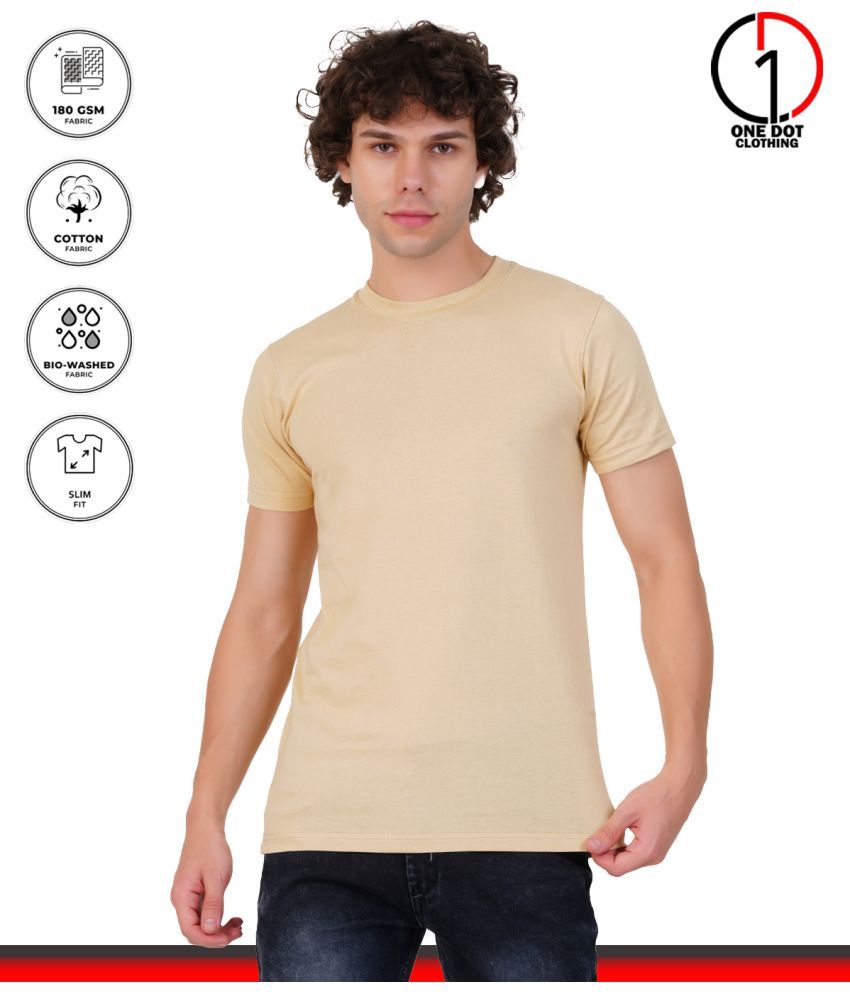     			Onedot clothing 100% Cotton Regular Fit Solid Half Sleeves Men's Round T-Shirt - Beige ( Pack of 1 )