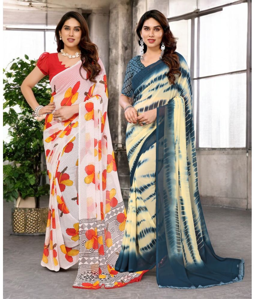     			TTH Georgette Printed Saree Without Blouse Piece ( Multicolor 1 , Pack of 2 )