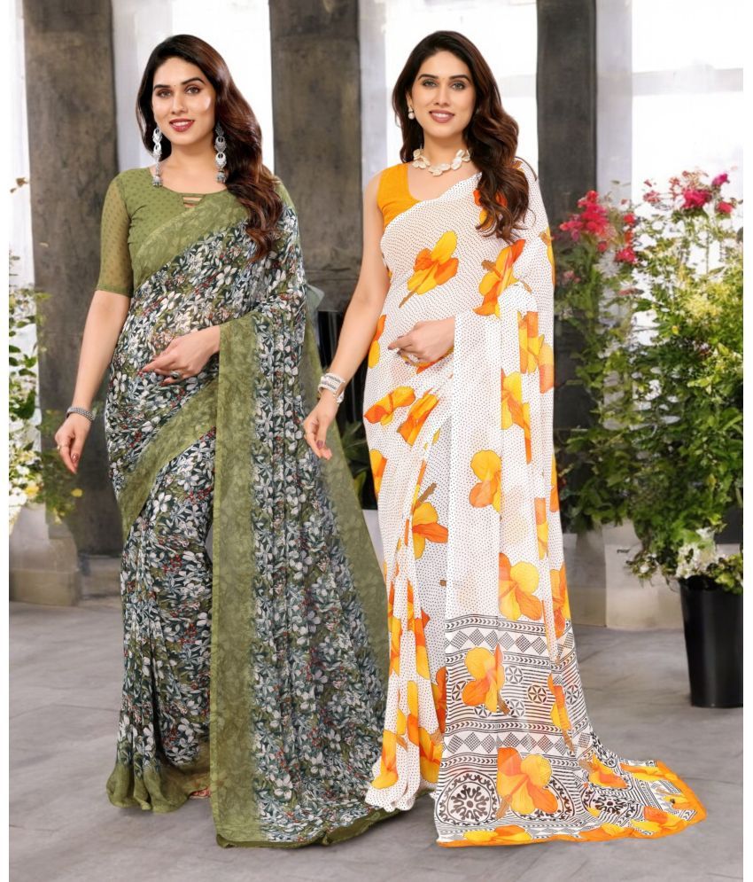     			TTH Georgette Printed Saree Without Blouse Piece ( Multicolor 2 , Pack of 2 )