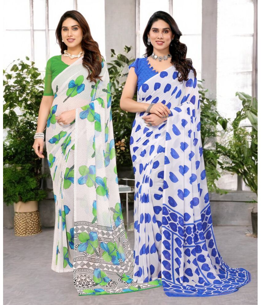     			TTH Georgette Printed Saree Without Blouse Piece ( Multicolor 1 , Pack of 2 )