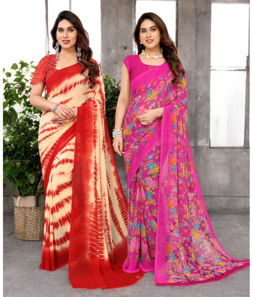     			TTH Georgette Printed Saree Without Blouse Piece ( Multicolor 20 , Pack of 2 )