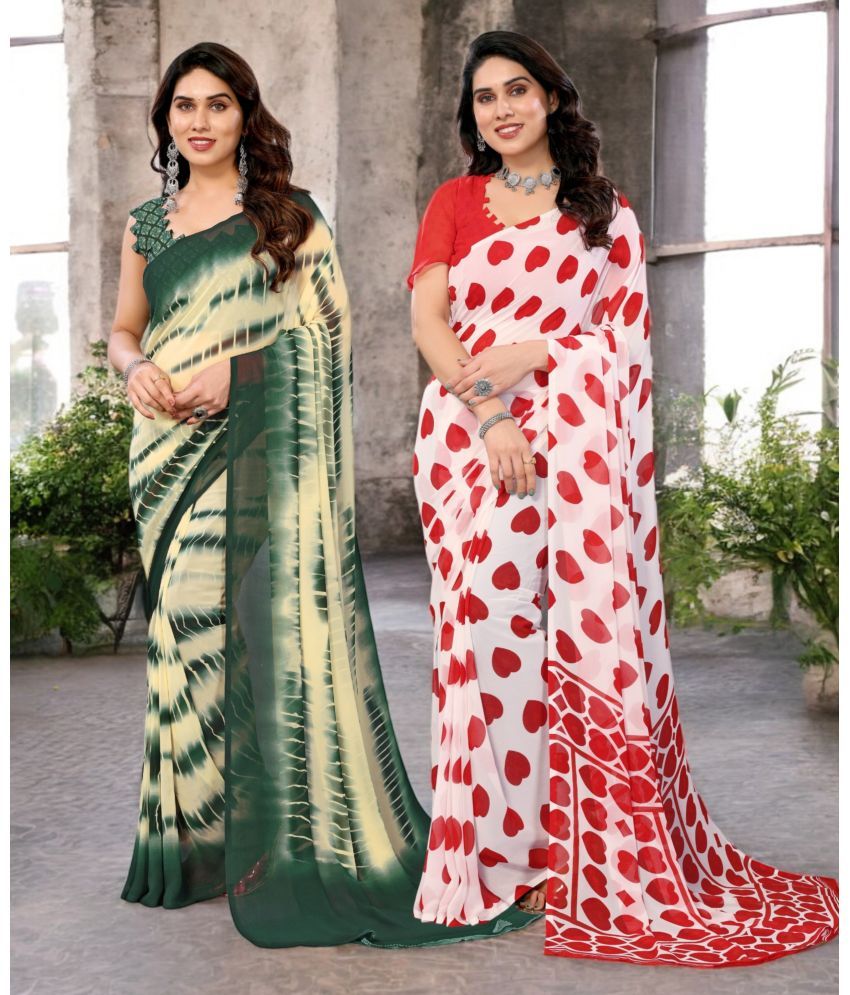     			TTH Georgette Printed Saree Without Blouse Piece ( Multicolor 4 , Pack of 2 )