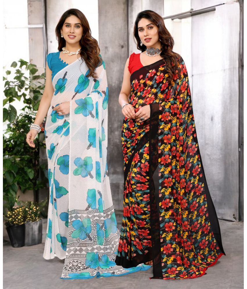     			TTH Georgette Printed Saree Without Blouse Piece ( Multicolor 16 , Pack of 2 )