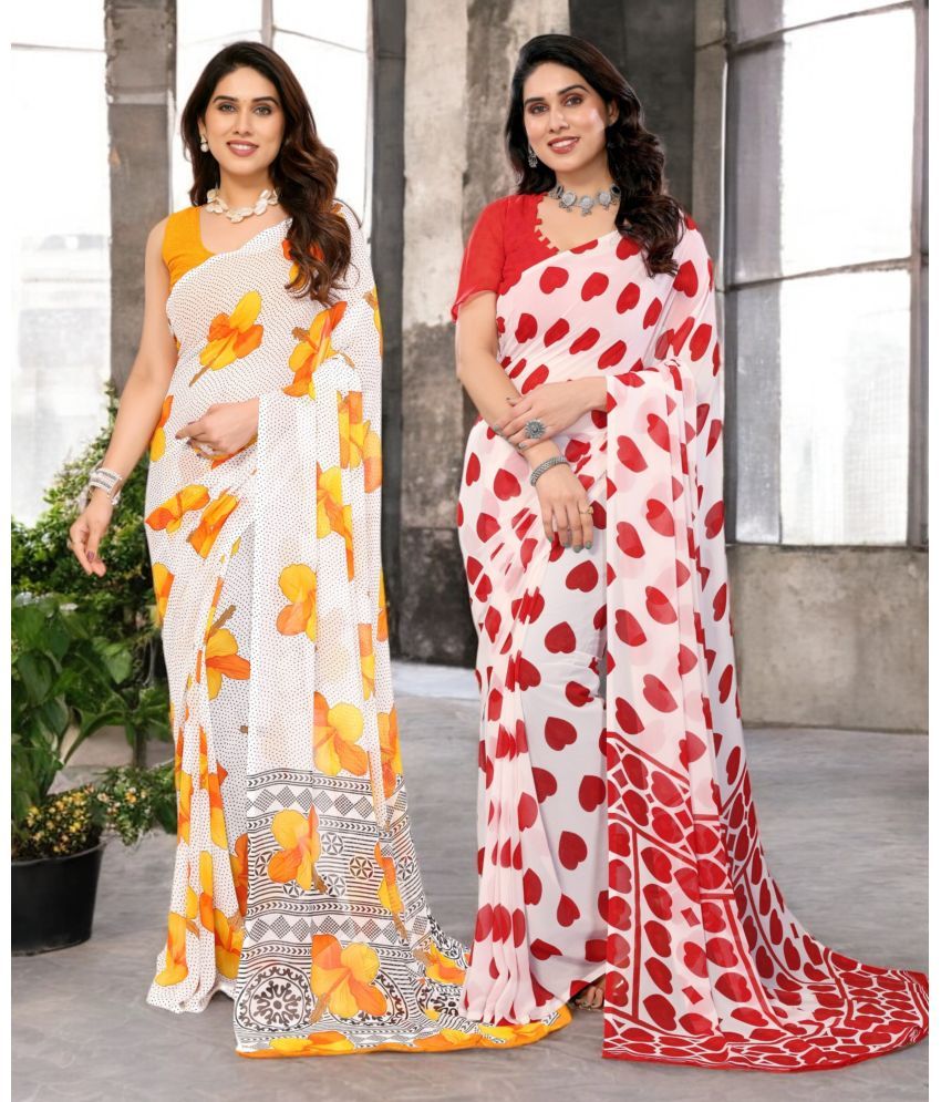     			TTH Georgette Printed Saree Without Blouse Piece ( Multicolor 15 , Pack of 2 )