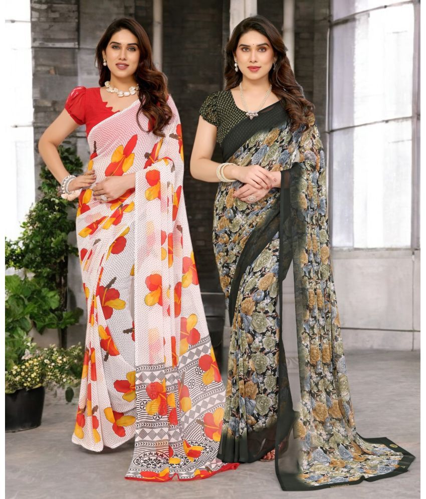     			TTH Georgette Printed Saree Without Blouse Piece ( Multicolor 6 , Pack of 2 )