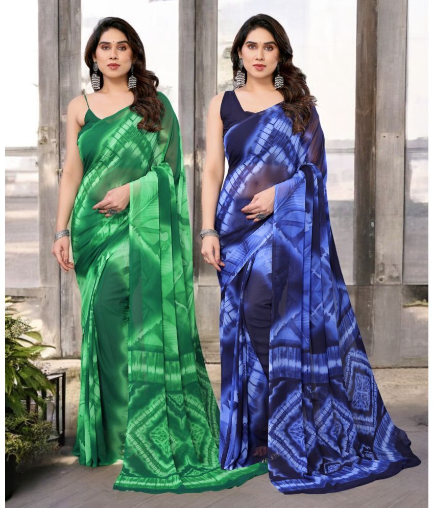     			TTH Georgette Printed Saree Without Blouse Piece ( Multicolor 12 , Pack of 2 )