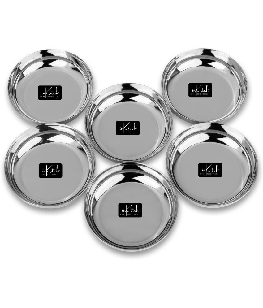     			inKitch 6 Pcs Stainless Steel Silver Dessert Plate