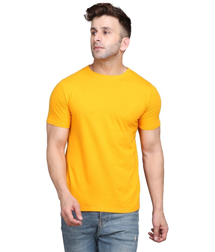     			Beyou Fashion Cotton Blend Regular Fit Solid Half Sleeves Men's Round T-Shirt - Yellow ( Pack of 1 )