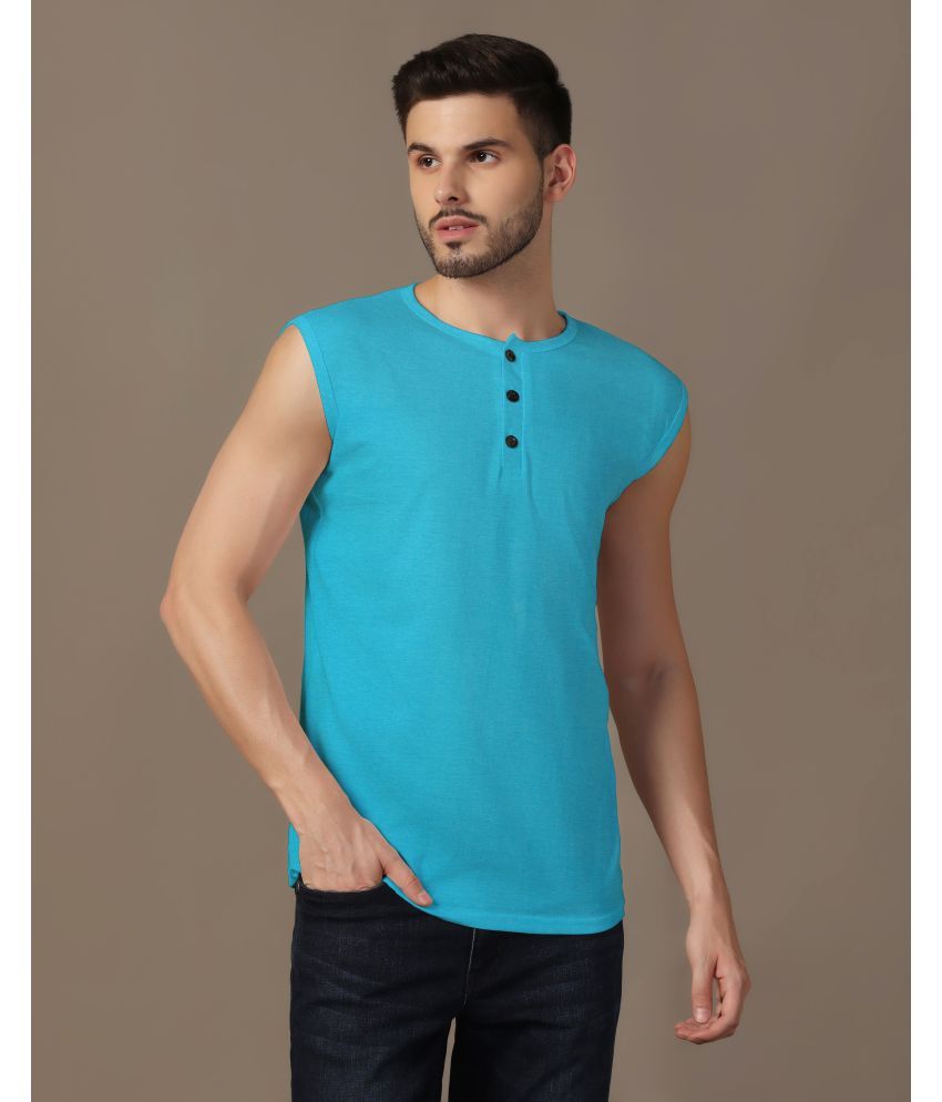     			Beyou Fashion Cotton Blend Regular Fit Solid Sleeveless Men's Henley T-Shirt - Turquoise ( Pack of 1 )