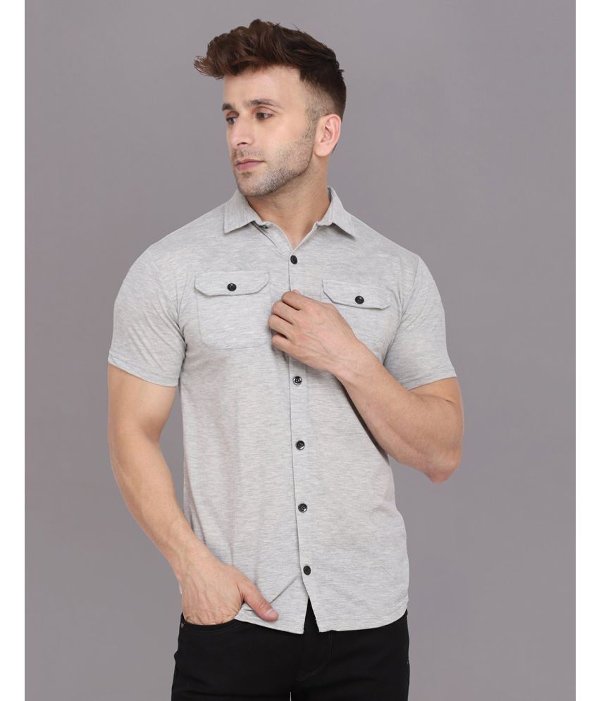     			Beyou Fashion Cotton Blend Regular Fit Solids Half Sleeves Men's Casual Shirt - Silver ( Pack of 1 )