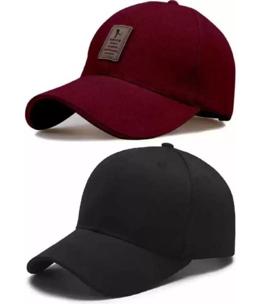     			Bolax Pack of 2 cotton Men's Cap ( Maroon )