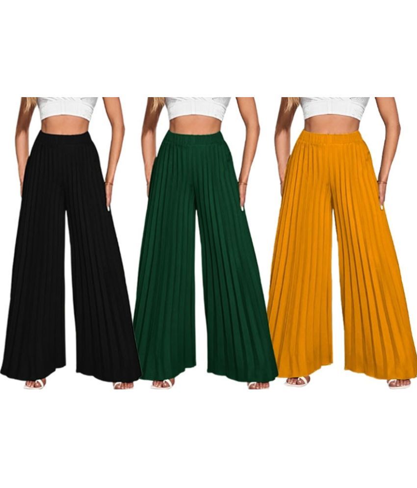     			Kintu Parantu Pack of 3 Polyester Straight Women's Palazzos ( Multicolor 2 )