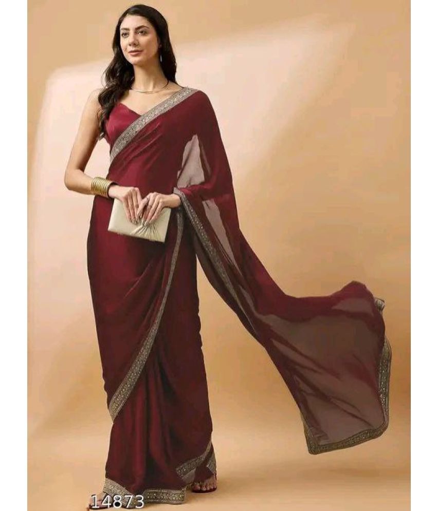     			Nil Madhav Art Silk Blend Embellished Saree With Blouse Piece ( Maroon , Pack of 1 )