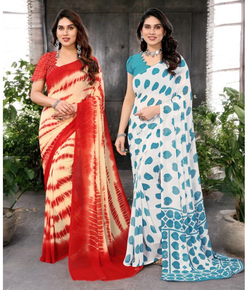     			TTH Georgette Printed Saree Without Blouse Piece ( Multicolor 6 , Pack of 2 )