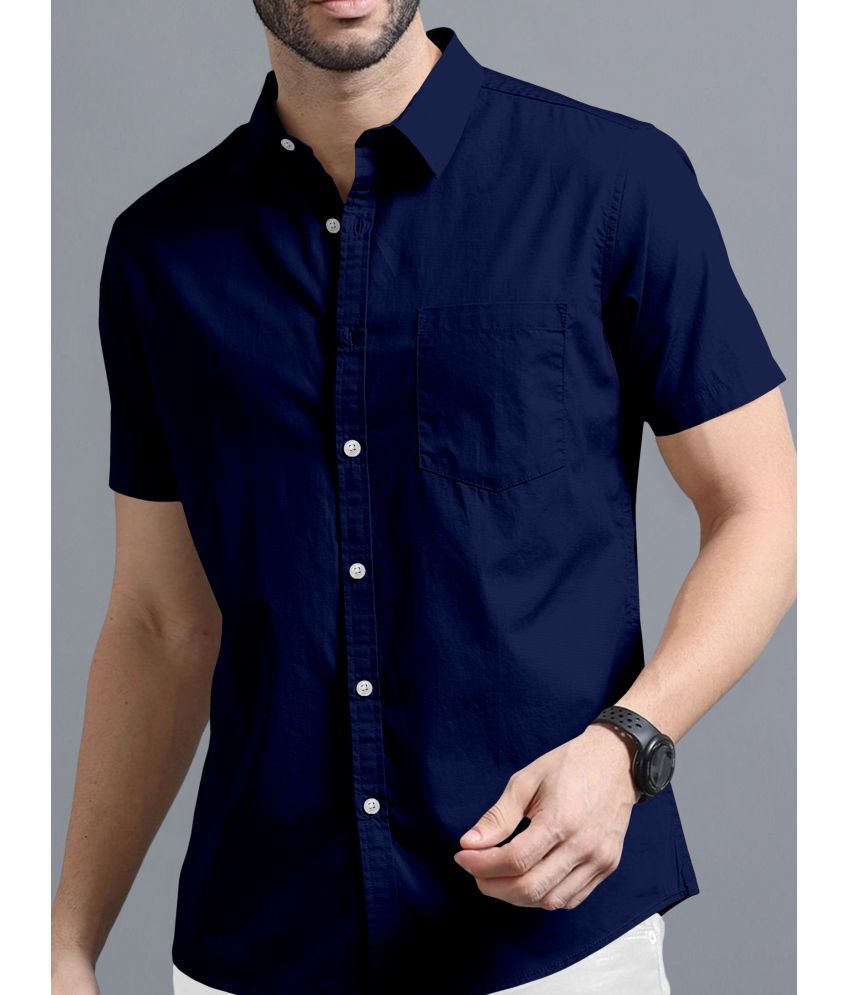     			VTEXX Cotton Blend Regular Fit Solids Half Sleeves Men's Casual Shirt - Navy ( Pack of 1 )