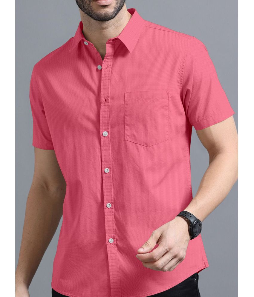     			VTEXX Cotton Blend Regular Fit Solids Half Sleeves Men's Casual Shirt - Pink ( Pack of 1 )