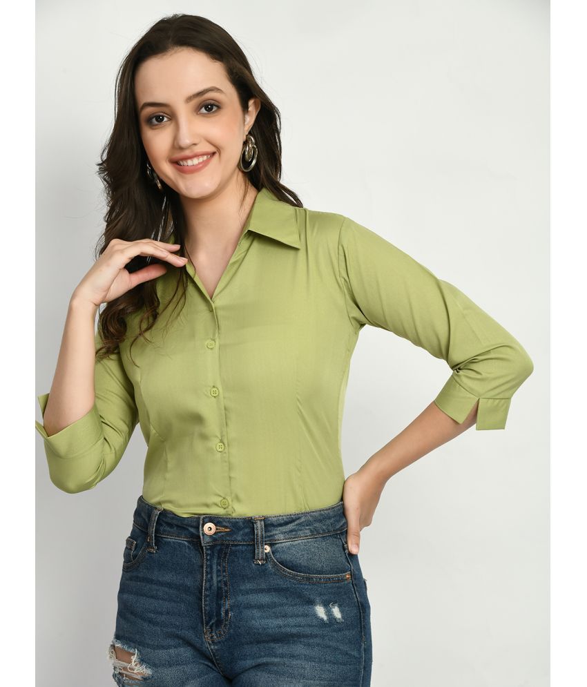     			akshatani Olive Poly Crepe Shirt - Pack of 1