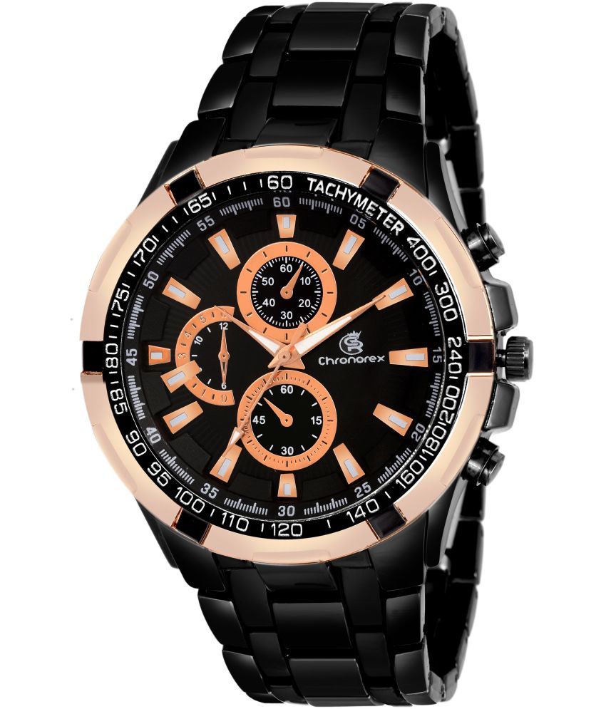     			chronorex Black Metal Analog Men's Watch