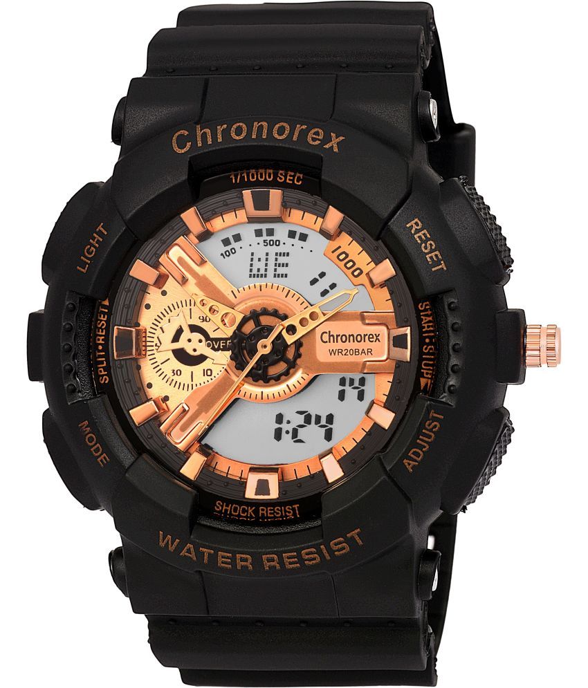     			chronorex Black Silicon Analog-Digital Men's Watch