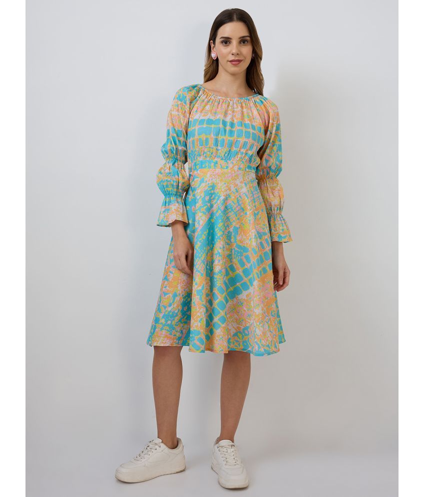     			Amarasha Crepe Printed Knee Length Women's Fit & Flare Dress - Yellow ( Pack of 1 )