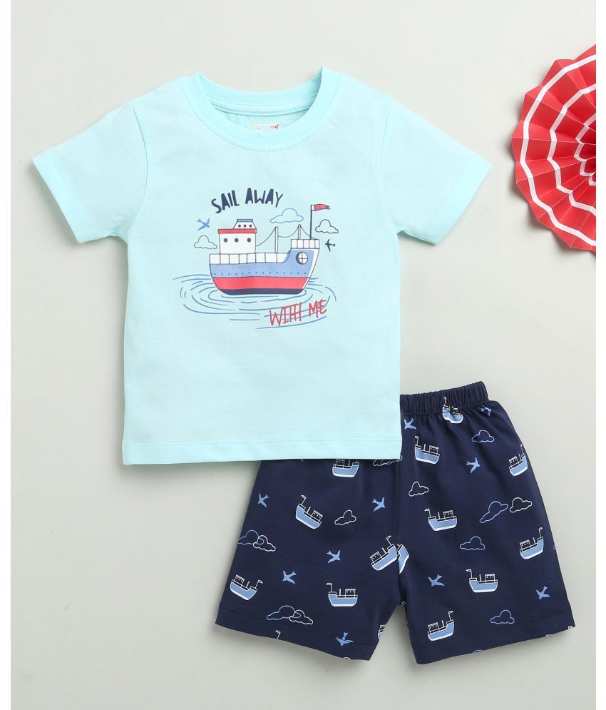     			BUMZEE Pack of 1 Baby Boys Cotton T-shirt & Shorts ( Blue )