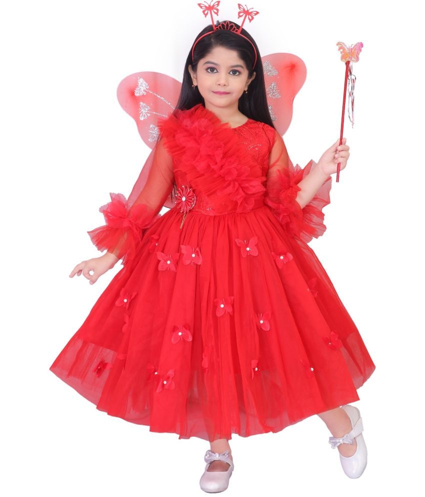     			DS DRESSES Net Gown For Girls ( Pack of 1 , Red )