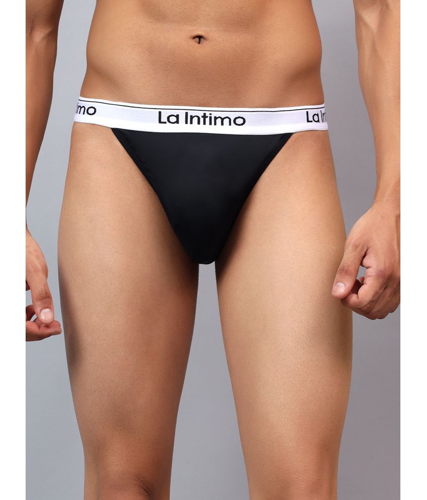     			La Intimo Pack of 1 Nylon Thongs For Men's ( Black )