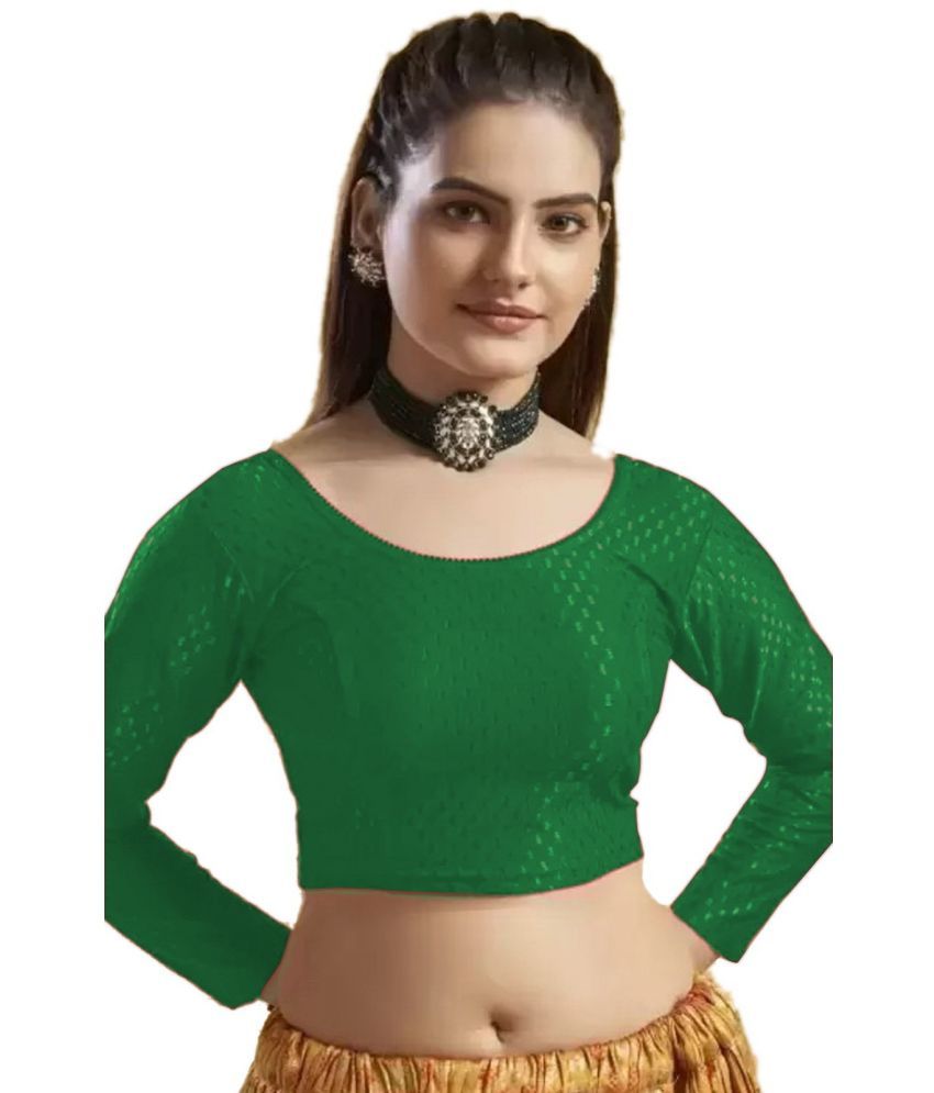     			Laadli Green Readymade without Pad Cotton Blend Women's Blouse ( Pack of 1 )