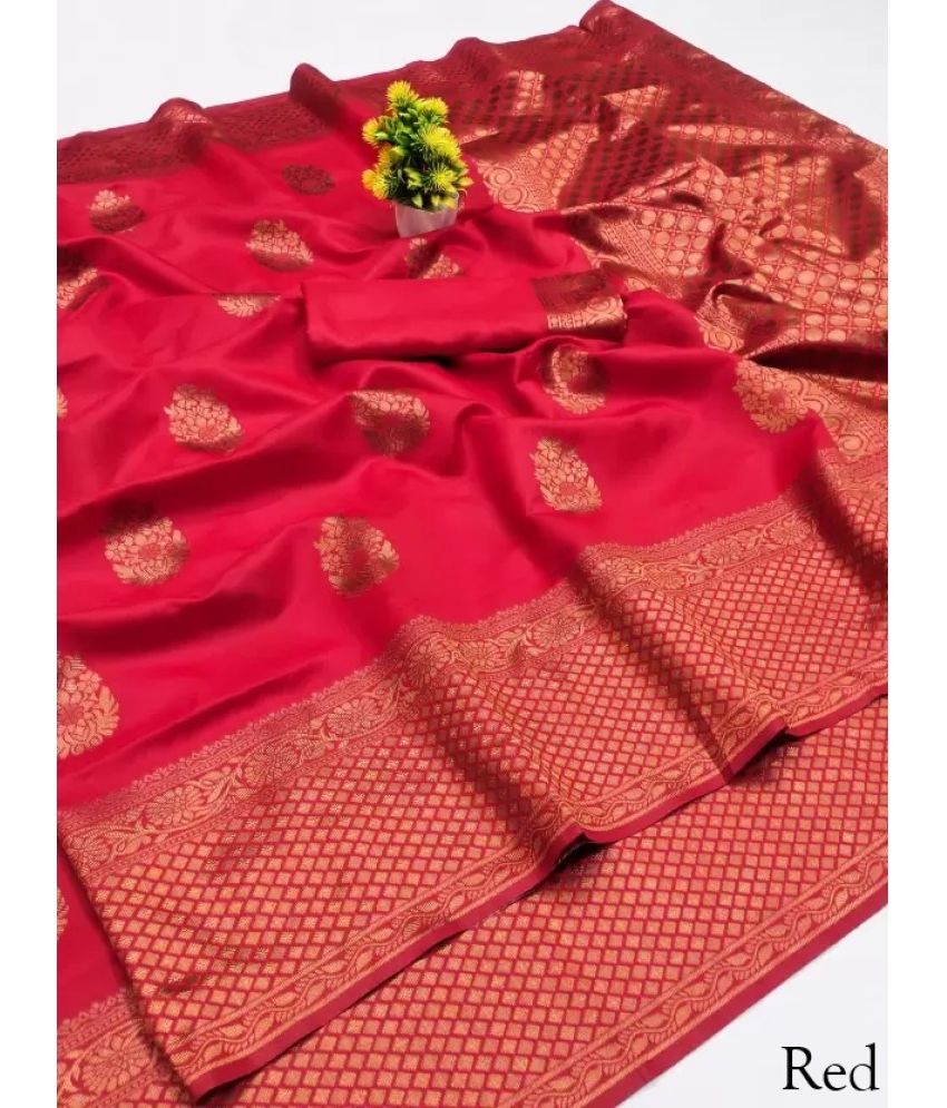     			Samai Silk Woven Saree With Blouse Piece ( Red , Pack of 1 )