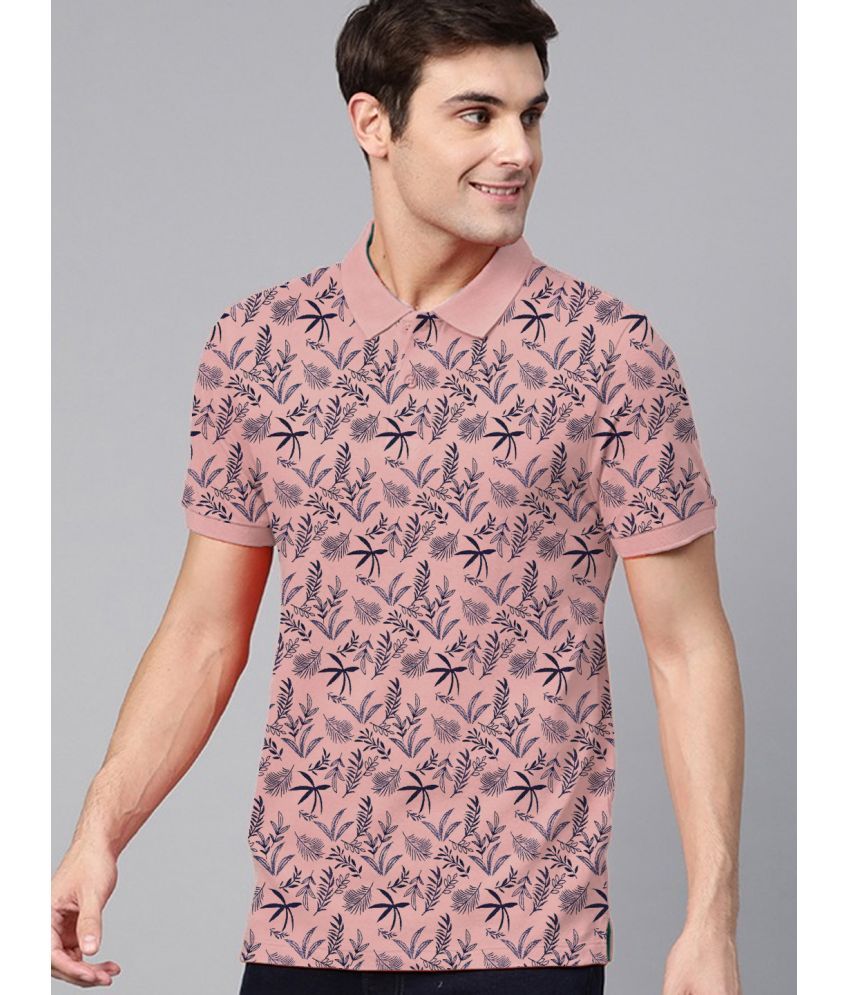     			ADORATE Pack of 1 Cotton Blend Regular Fit Printed Half Sleeves Men's Polo T Shirt ( Pink )