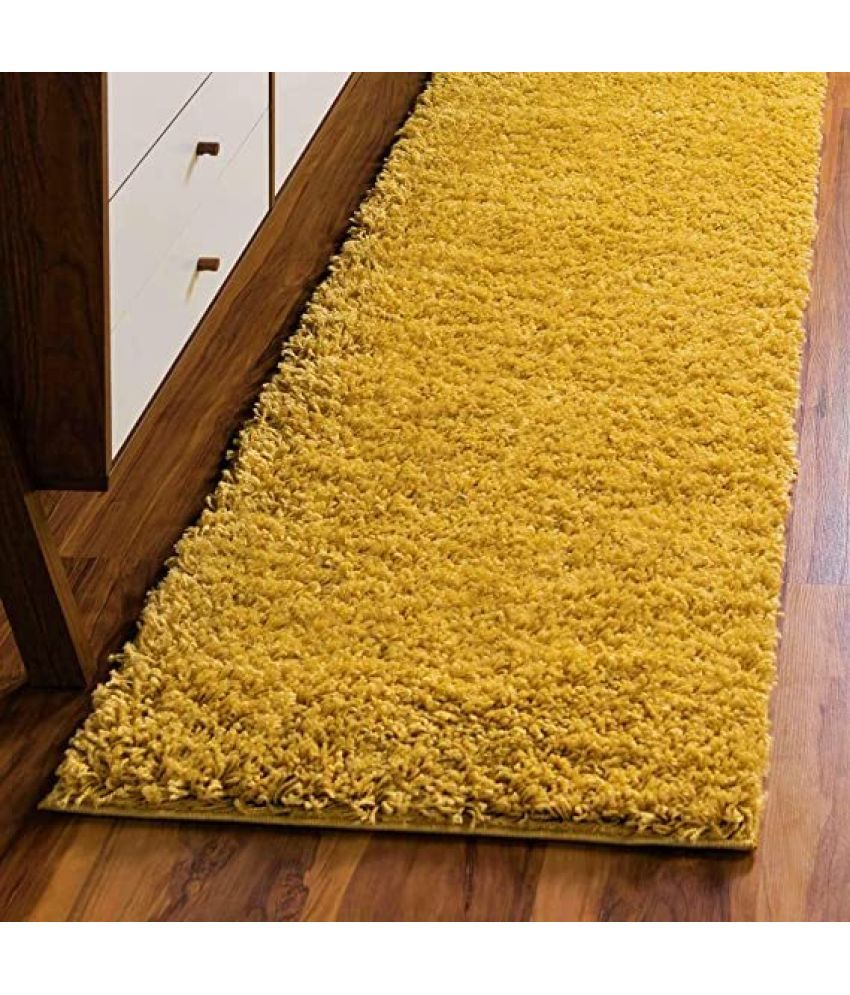     			ANABIA CARPET Gold Polyester Carpet Plain 2x6 Ft