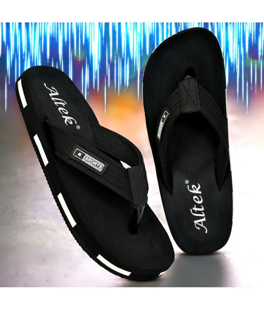     			Altek Black Men's Thong Flip Flop