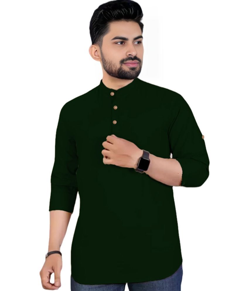     			Apektra Green Cotton Blend Men's Shirt Style Kurta ( Pack of 1 )