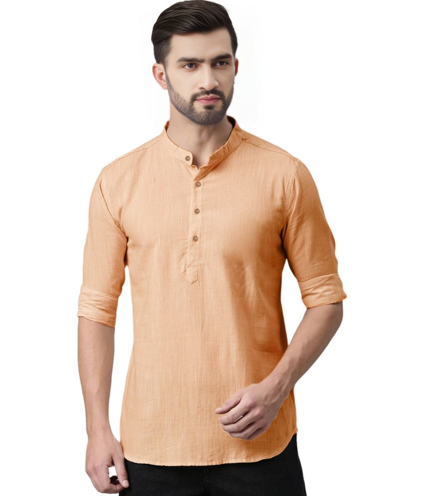     			Apektra Orange Cotton Blend Men's Shirt Style Kurta ( Pack of 1 )