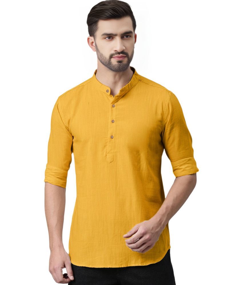     			Apektra Yellow Cotton Blend Men's Shirt Style Kurta ( Pack of 1 )