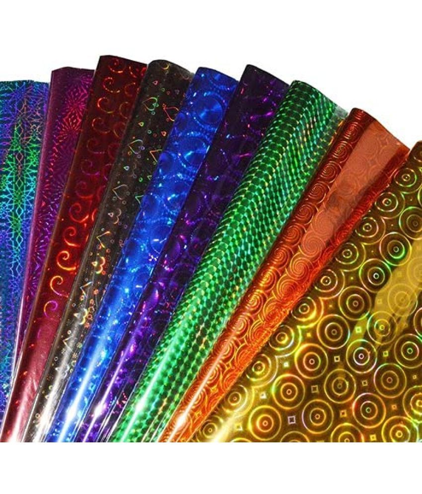     			Eclet Plastic Holographic Metallic Colour Paper Wrapping Sheets Especially for Gifts, Craft work Etc(25 sheet)