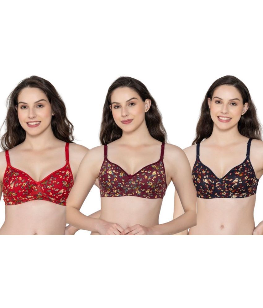     			Funahme Pack of 3 Cotton Lightly Padded T-Shirt Bra For Women ( Multicolor15 )