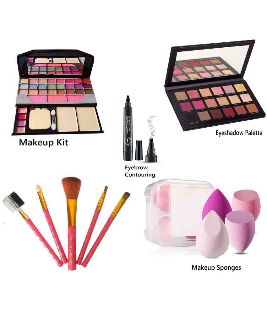     			GABANA Makeup Kit ( Makeup Kit, Eyebrow Pen,Eyeshadow Palette, 5 Brush, 4 Puffs in Box Combo of 5 )