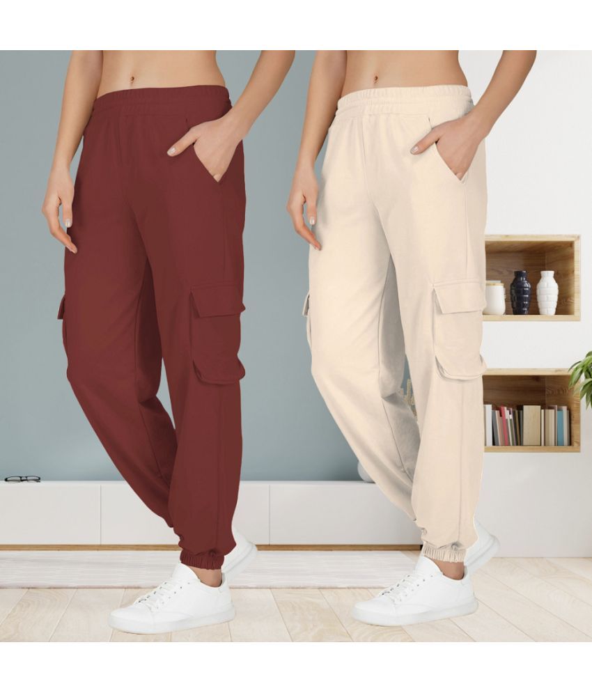     			Kintu Parantu Pack of 2 Polyester Regular Women's Joggers ( Coffee )