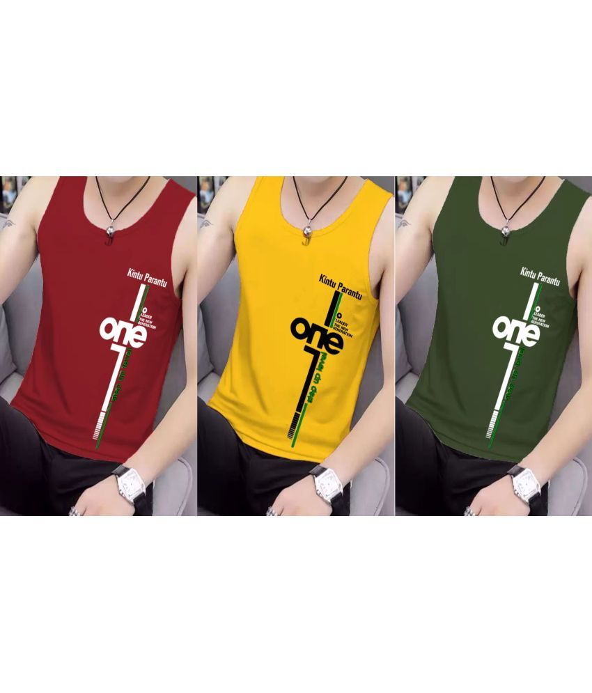     			Kintu Parantu Pack of 3 Polyester Basic Vest For Men ( Multicolor12 )