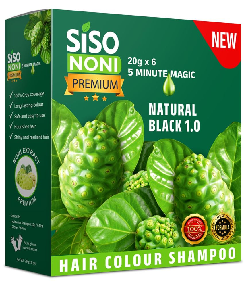     			Siso Premium Noni Black Hair Colour Shampoo 20G each , Pack of 6