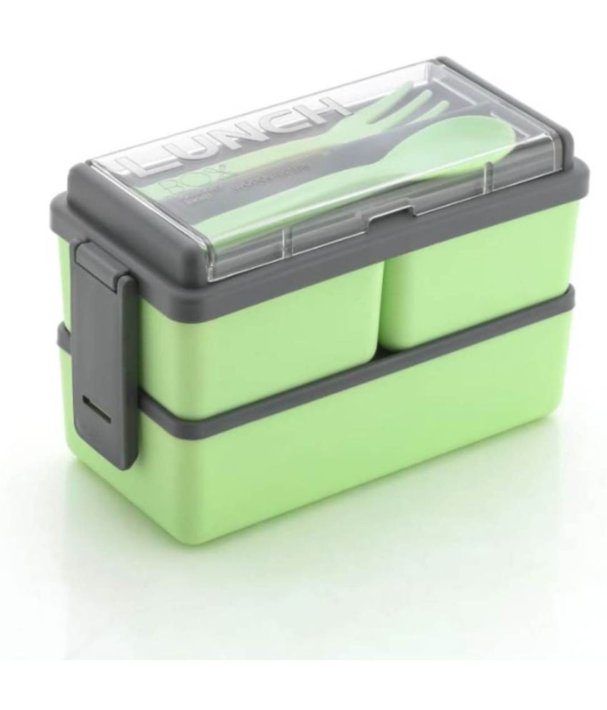     			SMARTHOMEMART Double Layer Lunch Box Plastic School Lunch Boxes 3 - Container ( Pack of 1 )