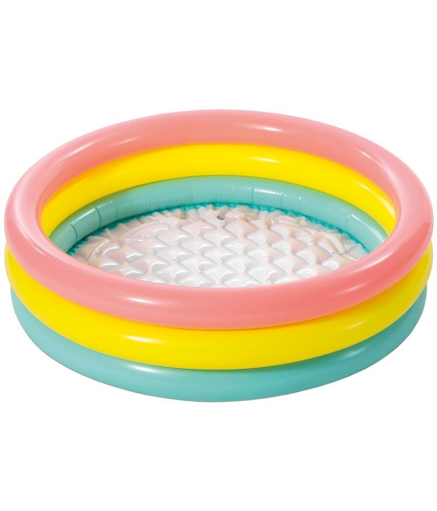     			Swimming Pool for Kids 0 to 3 Years 3 Feet | 2 Kid’s Inflatable Sunset Glow Round Colourful Ring Baby Bath Tub | Portable Home & Outdoor Swimming Pool for Kids