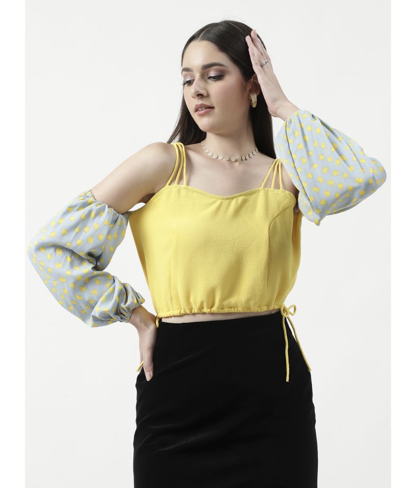     			Zima Leto Yellow Polyester Women's Crop Top ( Pack of 1 )