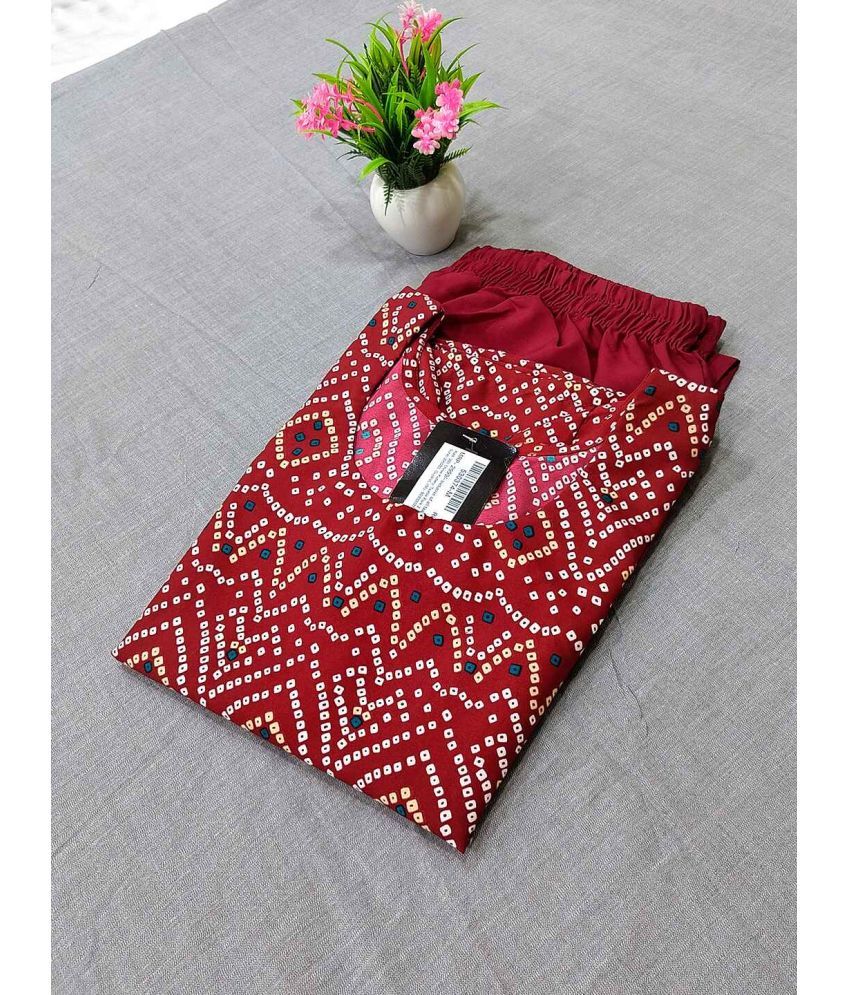     			1 Stop Fashion Crepe Printed Kurti With Pants Women's Stitched Salwar Suit - Maroon ( Pack of 1 )