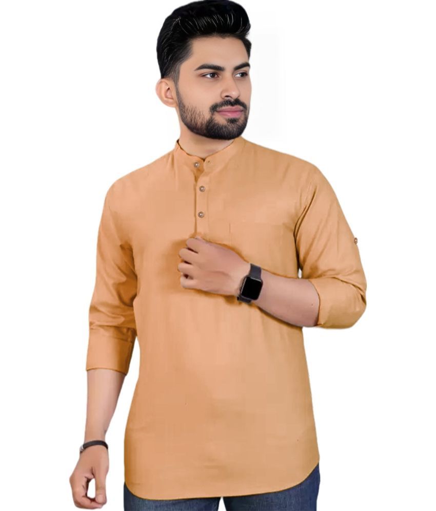     			DiAsh Orange Cotton Blend Men's Shirt Style Kurta ( Pack of 1 )